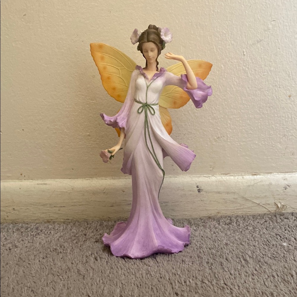 Elegant Fairy Glass Art in Purple and Orange